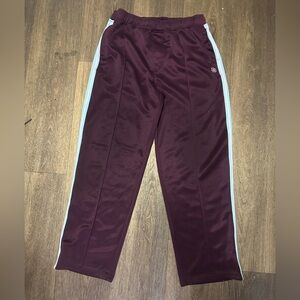 Urban Outfitters Men Burgundy Track Pants with Side Stripes